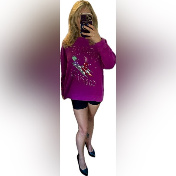 Wildfox Cosmic Cocktails Graphic Alien Magenta Sweater XS - Picture 4 of 5